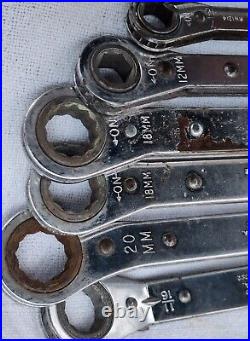 10 Vtg MAC Tools Mechanics Lot Metric Standard Double Box End Ratcheting Wrench