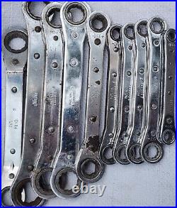 10 Vtg MAC Tools Mechanics Lot Metric Standard Double Box End Ratcheting Wrench