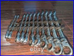 12 Pc 72 Tooth Metric Combo Ratcheting Wrench Set+Track
