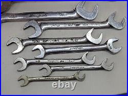 13pc SNAP ON Tools SAE Four-Way Angle Head Open End Wrench Set 3/8- 1-3/8 USA