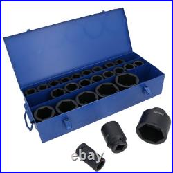 1 Inch Drive Double Deep Metric Impact Sockets Single Hex 17 75mm 25pc