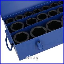 1 Inch Drive Double Deep Metric Impact Sockets Single Hex 17 75mm 25pc