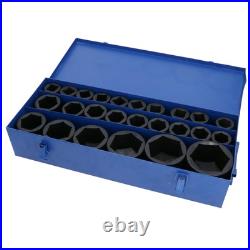 1 Inch Drive Double Deep Metric Impact Sockets Single Hex 17 75mm 25pc