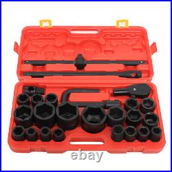 26Pcs Socket Set 3/4 & 1 Drive Car Repair Tool DIY Ratchet Wrench Kit with Box