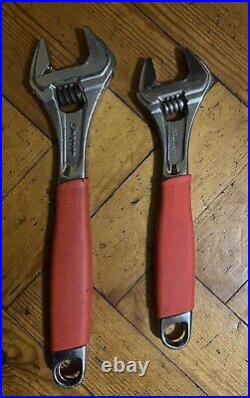 2 x Snap On Adjustable Wrenches Wrench Spanner Tools Made In Spain