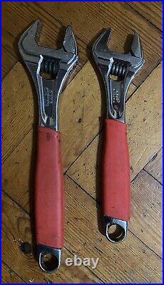 2 x Snap On Adjustable Wrenches Wrench Spanner Tools Made In Spain