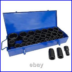 3/4in Drive Deep Metric Impact Impacted Socket Set 6 Sided 19mm 65mm 29pc