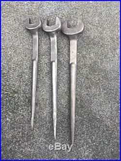 3 Vintage Bethlehem Steel 3/4 7/8 1 Spud Wrench