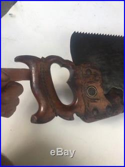 ANTIQUE WARRANTED SUPERIOR Panther Handle 27 BLADE HAND SAW 1800s