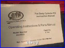 ATD Tools 5825 Flat Body Cylinder Kit 5-Ton With 1/4 To 1-1/4 Adapters