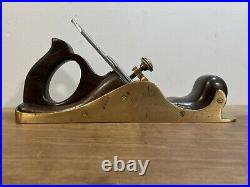 Antique 12 Brass & Rosewood Panel Plane Woodwork Hand Tool