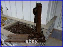 Antique Barn Beam post auger hand crank drill boring machine primitive