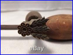 Antique French Bronze Brass Leather Bookbinding Hand Embossing Tools Roller