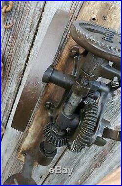 Antique Hand & Pulley Driven Post Drill Press, Serviced and working. SEE VIDEO