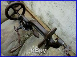 Antique Museum Tool Huge to Table Fix Rare Hand Crank Drill Press Toolsmiths