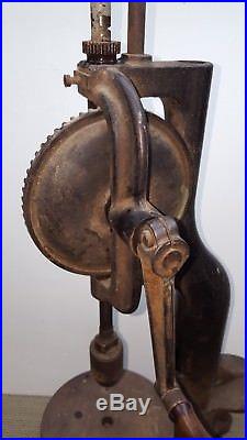 Antique NORTH BROS. DRILL PRESS YANKEE NO. 1003 Hand-Crank BENCH/TABLE MOUNTED