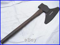 Antique Signed Blacksmith Hand Forged Broad Axe Wood Tool Medieval Iron