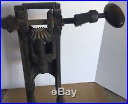 Antique Strickler & Co. Ohio Hand Crank Cast Iron Barn Beam Boring Drill Press