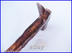 Antique Very Rare European Hand Made Blacksmith Hammer Tool Wrought Iron & Wood