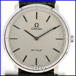 Auth Omega De Ville TOOL. 104 SS/Leather Hand-winding Men's Watch J#81657
