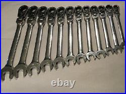 BLUE POINT by SNAP ON 12Pc Metric Ratchet Flex Head Combo Wrench SetBOERMF712A