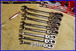 Blue Point 8PC Ratcheting Wrench Set 5/16 3/4 Flex-Head & Snap on