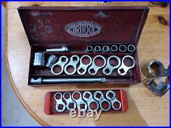 Britool 3/8 Drive A/F, Whitworth Crowsfoot Socket Set Wrench Vintage Tools