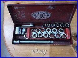Britool 3/8 Drive A/F, Whitworth Crowsfoot Socket Set Wrench Vintage Tools
