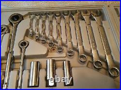 CRAFTSMAN METRIC SAE SOCKET 1/2 3/8 1/4 AND WRENCH SET 75 PC WithCABINET VTG USA