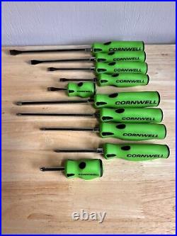 Cornwell Tools 10 Pc. Screwdriver Set Like New CSD810SG Green Handle Set