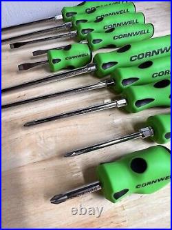 Cornwell Tools 10 Pc. Screwdriver Set Like New CSD810SG Green Handle Set