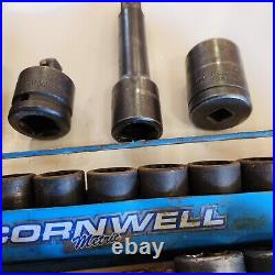 Cornwell Tools USA HUGE 55 Piece LOT- Deep Impact Power Sockets- SAE & M