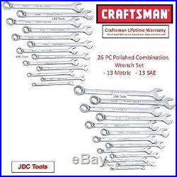 Craftsman Professional Use 26 pc Full Polish Long Combination SAE MM Wrench Set