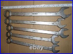 DERBY COMBINATION SPANNER, 5x SPANNERS- BIG SIZE 1.1/4 &1.1/8 &1.1/16 & 1&15/16