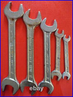 EVEREST No. 22 SPANNERS WRENCHES x 5 MADE IN INDIA FERRARI TOOLKIT TOOLS