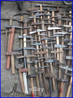 GIANT lot of 140 Stone Mason Hammers, builder, dry waller, many hand forged