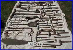 GIANT lot of ancient hand tools from Blacksmith Forge clearance, hammers, axe
