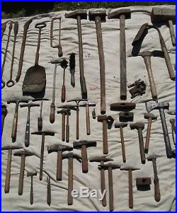 GIANT lot of ancient hand tools from Blacksmith Forge clearance, hammers, axe