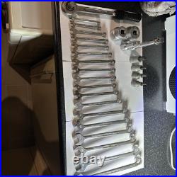 Gedore spanner's ring and open end, ratchet handle extension and sockets