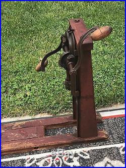 Hand Crank Barn Beam Post Bore Drill Auger Press Tool Antique Primitive Display