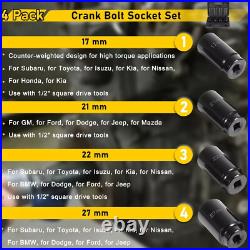 Harmonic Balancer Socket Set Crank Bolt Socket Removal Tool 17MM 21MM 22M 27MM Harmonic Balancer Socket Set Crank Bolt Socket Removal Tool 17MM 21MM 22M 27MM