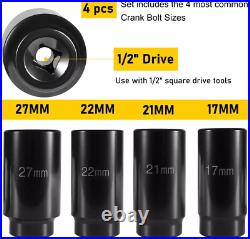 Harmonic Balancer Socket Set Crank Bolt Socket Removal Tool 17MM 21MM 22M 27MM Harmonic Balancer Socket Set Crank Bolt Socket Removal Tool 17MM 21MM 22M 27MM