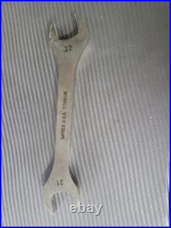 IMPREX U. S. A. TITANIUM NON-MAGNETIC WRENCH, 21MM x 22MM METRIC, DOUBLE OPEN END IMPREX U. S. A. TITANIUM NON-MAGNETIC WRENCH, 21MM x 22MM METRIC, DOUBLE OPEN END