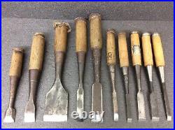 Japanese Carpenter Tool Nomi 10 Wood Chisels Set Vintage from japan