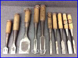 Japanese Carpenter Tool Nomi 10 Wood Chisels Set Vintage from japan