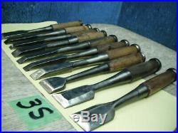 Japanese Used Chisel Nomi Set of 10 Carpentry Tool Japan Blade