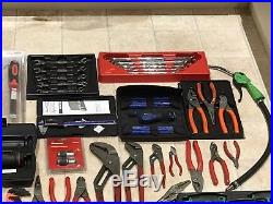 Job lot of SNAP ON & blue point tools, spanners, pliers, sockets, screwdrivers