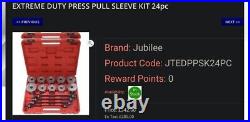 Jubilee Tools JTEDPPSK24PC Extreme Duty Press Pull Sleeve Kit 24pc