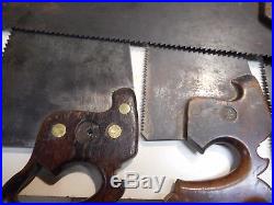 L1052- 11 Antique 1850s-1860s Henry Disston Split Nut Eagle Medallion Hand Saws