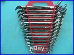 LARGE SNAP ON SAE 4 WAY ANGLE WRENCH SET #VS814A 3/8-1 1/4 15 PC withRACK X'LNT